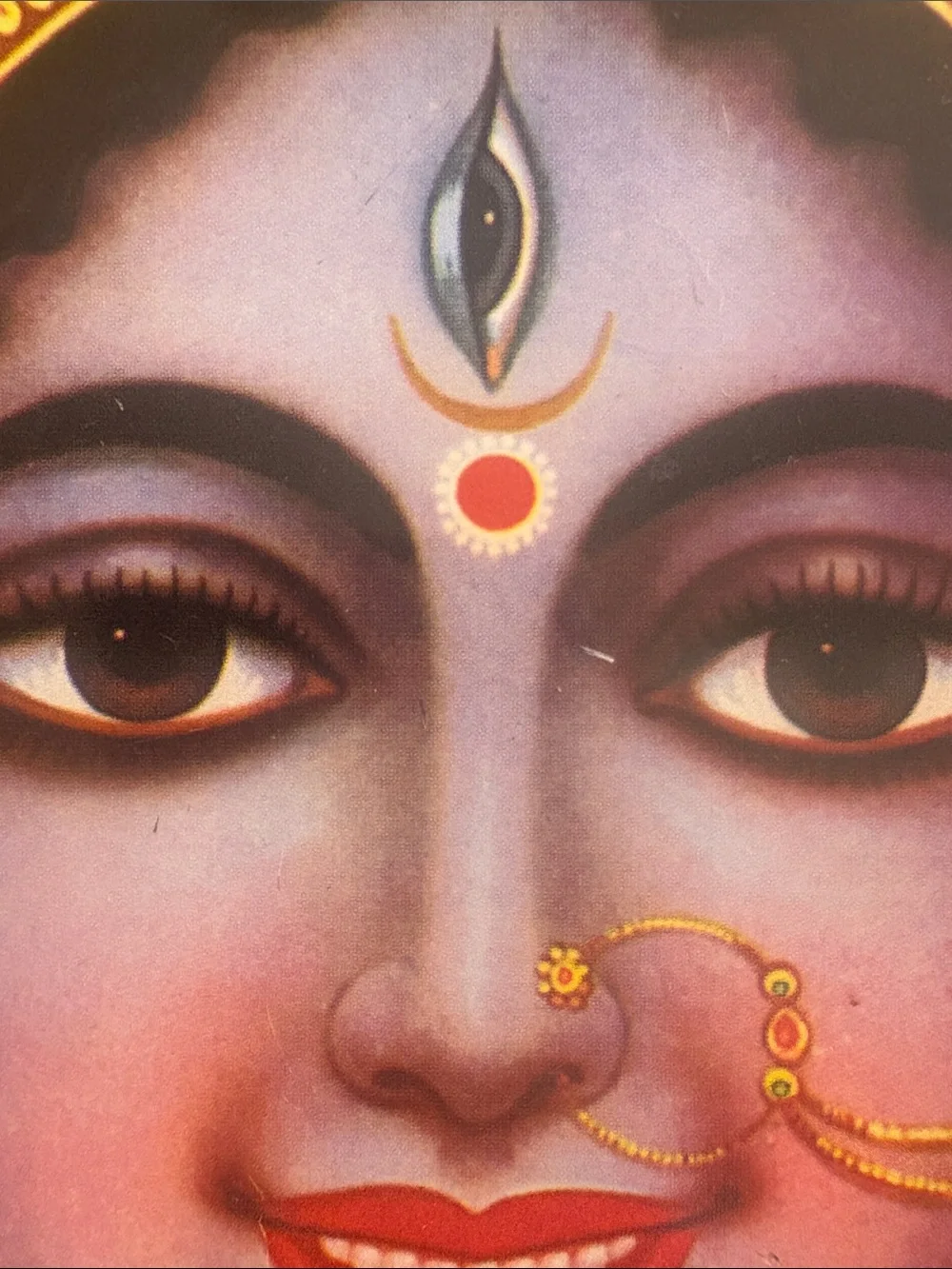 Vintage Hindu Goddess Tin Box with Handle